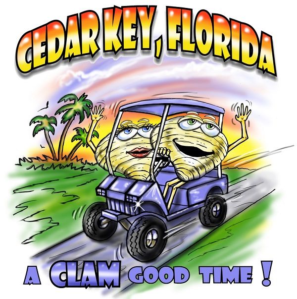Our Souvenir T-Shirt. Driving around on a golf cart and having a clam good time!